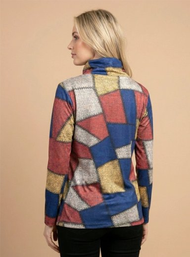 Polera de Invierno Patchwork Sudadera Polar Mujer | Cuello alto | COLOBO - 4
