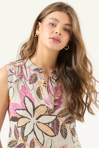 VESTIDO DE LINO ESTAMPADO FUCSIA COD 4005765 - 2