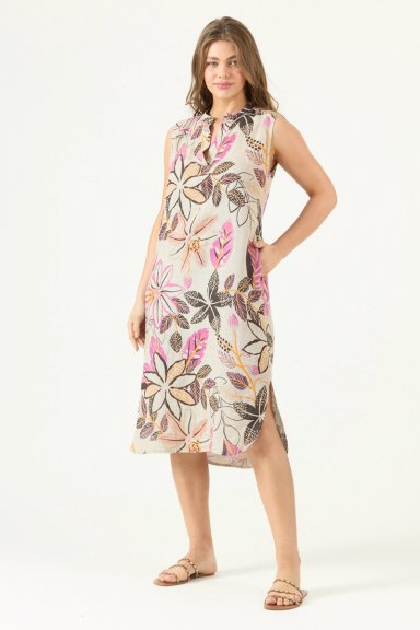 VESTIDO DE LINO ESTAMPADO FUCSIA COD 4005765 - 4