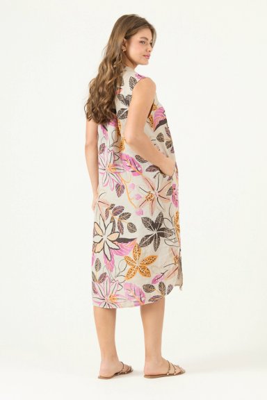 VESTIDO DE LINO ESTAMPADO FUCSIA COD 4005765 - 5