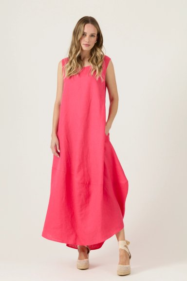 VESTIDO DE LINO FUCSIA COD 4005355 - 2