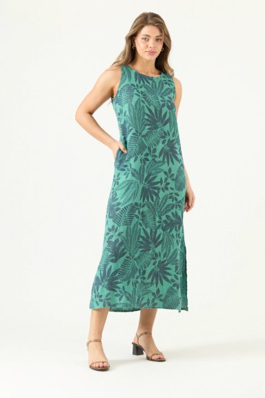 VESTIDO DE LINO ESTAMPADO AZUL COD 4005555 - 2