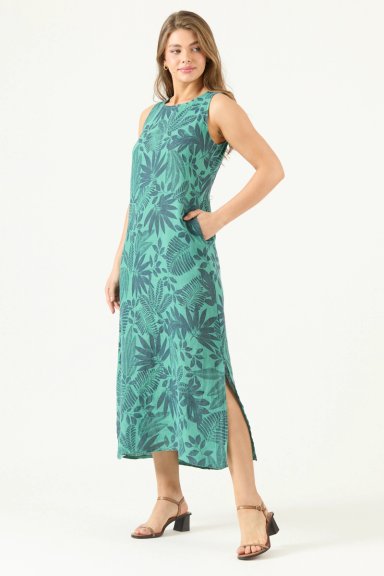 VESTIDO DE LINO ESTAMPADO AZUL COD 4005555 - 3