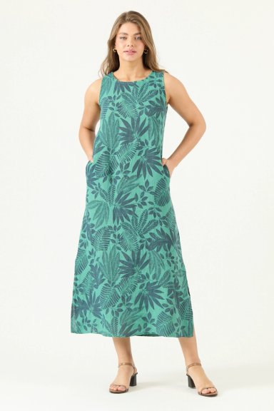 VESTIDO DE LINO ESTAMPADO AZUL COD 4005555 - 4