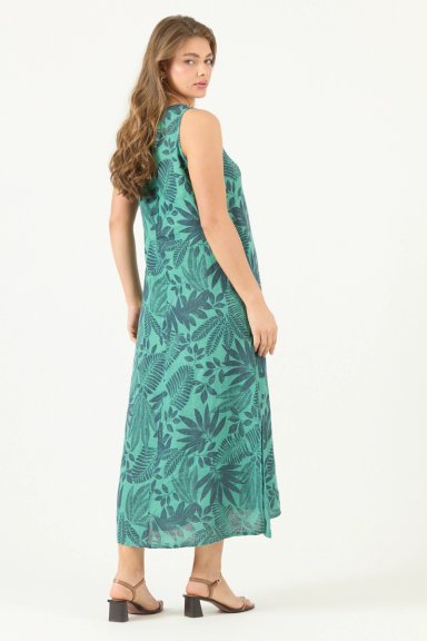 VESTIDO DE LINO ESTAMPADO AZUL COD 4005555 - 5