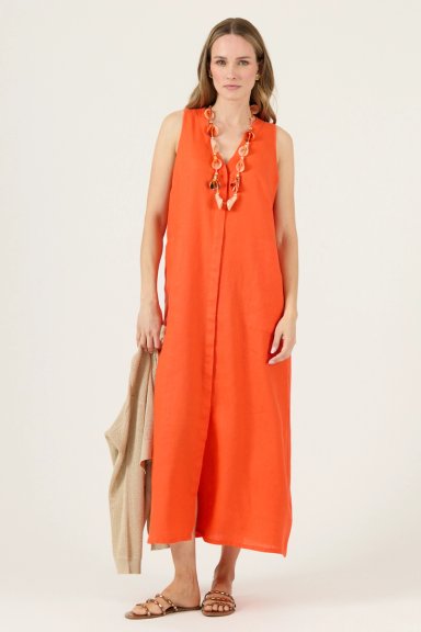 VESTIDO DE LINO NARANJO COD 4005275 - 1