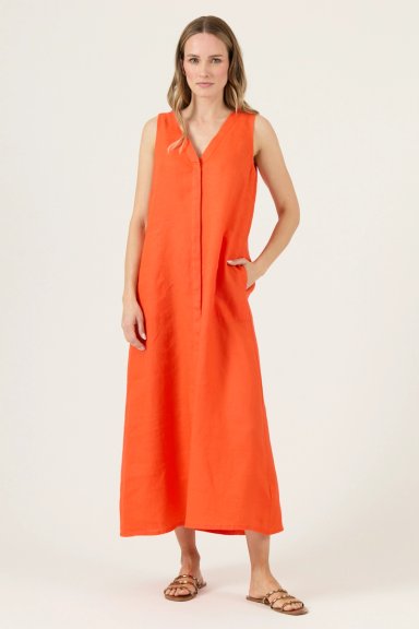 VESTIDO DE LINO NARANJO COD 4005275 - 3