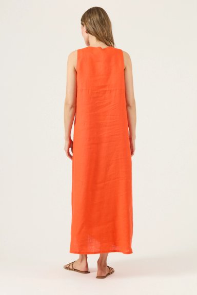 VESTIDO DE LINO NARANJO COD 4005275 - 5