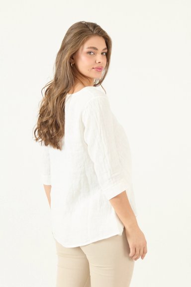 BLUSA DE LINO BLANCA COD 4517655 - 5