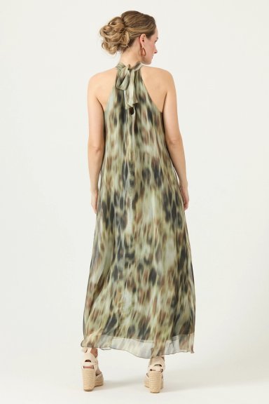 VESTIDO CON SEDA ESTAMPADO BEIGE COD 4005565 - 5
