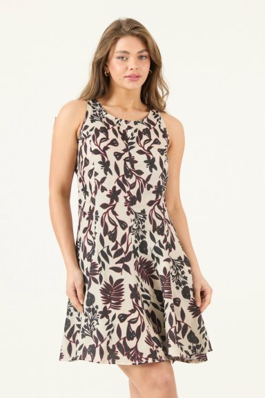VESTIDO DE LINO ESTAMPADO NEGRO COD 4005535 - 1