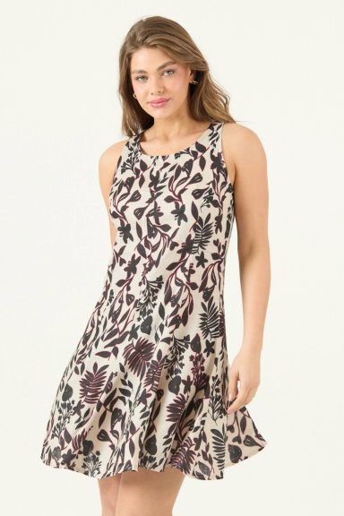 VESTIDO DE LINO ESTAMPADO NEGRO COD 4005535 - 4
