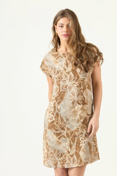 VESTIDO DE LINO ESTAMPADO VISON COD 4005795 - 1