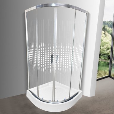 SHOWER 90X90 CURVO ELEGANT JOYTEK CUADROS MOSAICOS CON RECEPTÁCULO - 1