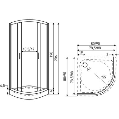 SHOWER 90X90 CURVO ELEGANT JOYTEK CUADROS MOSAICOS CON RECEPTÁCULO - 3