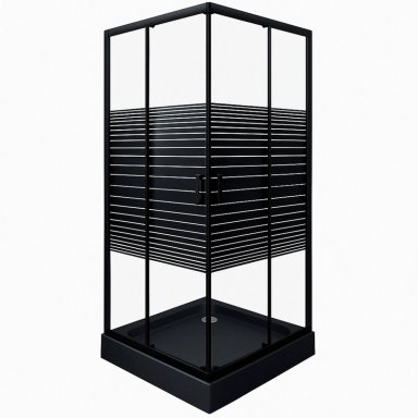 SHOWER RECTO STRAVA NEGRO 80X80CM (INCLUYE RECEPTACULO) - 1