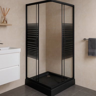SHOWER RECTO STRAVA NEGRO 80X80CM (INCLUYE RECEPTACULO) - 3