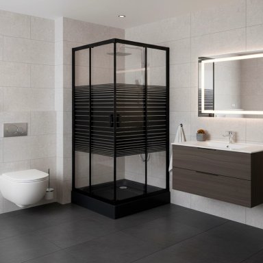SHOWER DOOR JOYTEK RECTO STRAVA NEGRO 80X80X198 CM (INCLUYE RECEPTACULO) - 2