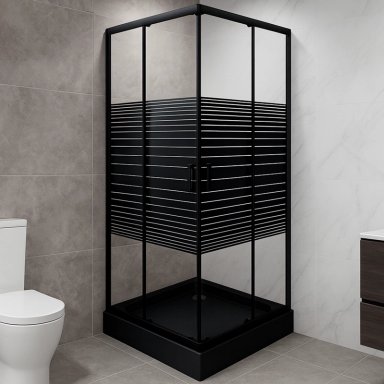 SHOWER DOOR JOYTEK RECTO STRAVA NEGRO 80X80X198 CM (INCLUYE RECEPTACULO) - 3