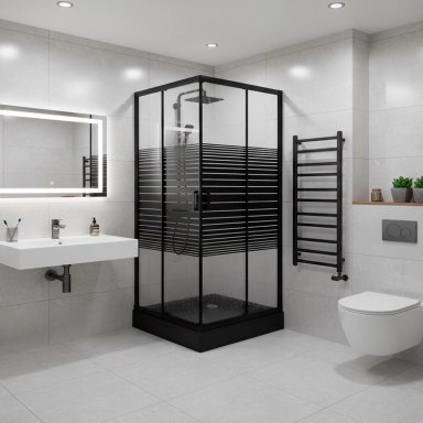 SHOWER DOOR JOYTEK RECTO STRAVA NEGRO 80X80X198 CM (INCLUYE RECEPTACULO) - 4