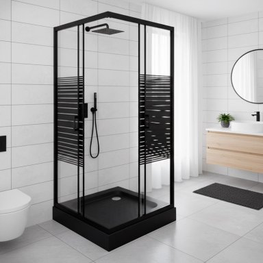 SHOWER DOOR JOYTEK RECTO STRAVA NEGRO 80X80X198 CM (INCLUYE RECEPTACULO) - 5