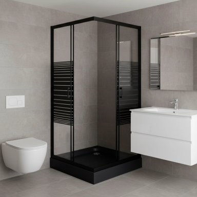 SHOWER DOOR JOYTEK RECTO STRAVA NEGRO 80X80X198 CM (INCLUYE RECEPTACULO) - 7