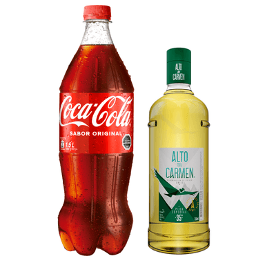 SET PISCO ALTO DEL CARMEN BOTELLA VIDRIO 1000 CC 35° + BEBIDA COCA COLA 1500 CC - 1