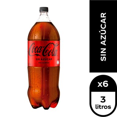 BEBIDAS MIXER SIN AZUCAR COCA-COLA BOTELLA VIDRIO 3000 CC 6 UN BEBIDA COCA COLA ZEROBEBIDA - 1