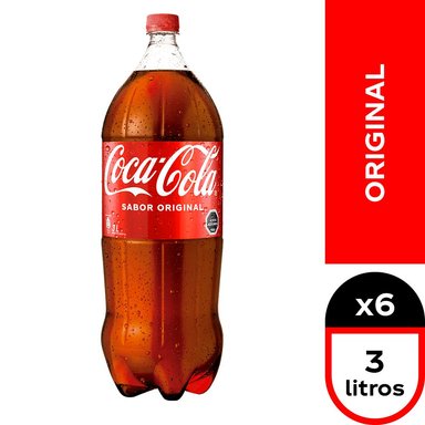 BEBIDAS MIXER COCA-COLA BOTELLA VIDRIO 3000 CC 6 UN BEBIDA COCA COLABEBIDA COLA ORIGINAL - 1