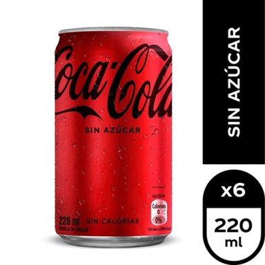 6X BEBIDA COCA COLA SIN AZUCAR LATA 220CC - 2