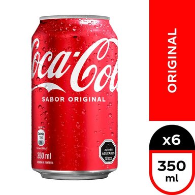 BEBIDAS MIXER COCA-COLA LATA 350 CC 6 UN BEBIDA COCA COLA ORIGINAL - 1