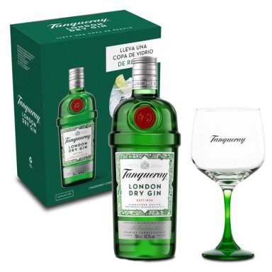 SET GIN TANQUERAY BOTELLA VIDRIO 43° 700 CC + COPA ACRÍLICAREGALO - 1