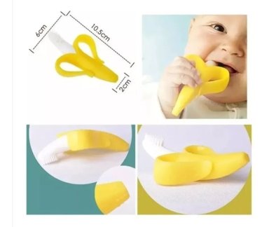 MORDEDOR CEPILLO SILICONA BEBÉ EN FORMA BANANA NEGRO - 2