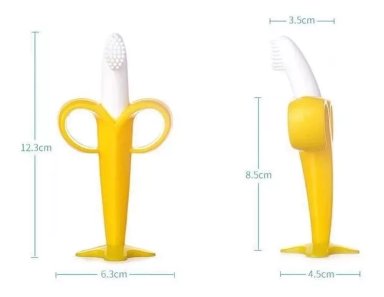 MORDEDOR CEPILLO SILICONA BEBÉ EN FORMA BANANA NEGRO - 4