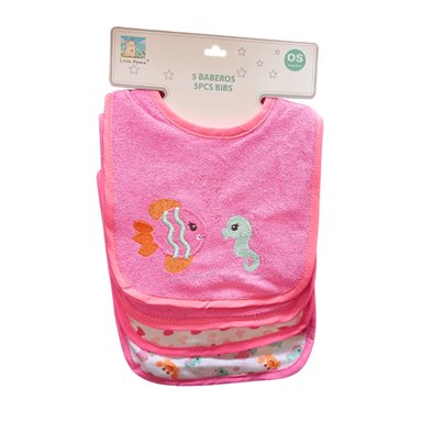 PACK X5 BABERO BEBE BEBÉS CABALLITO FUCSIA - 1