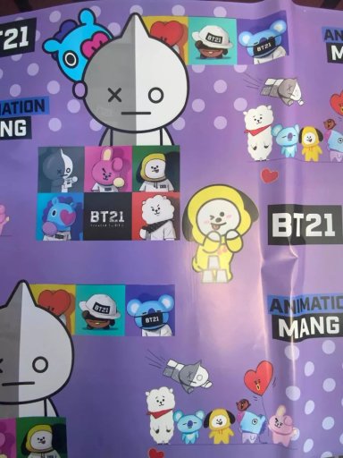 PACK 10 PAPEL DE REGALO BTS BTS21 KAWAII 2 DISEÑOS - 1