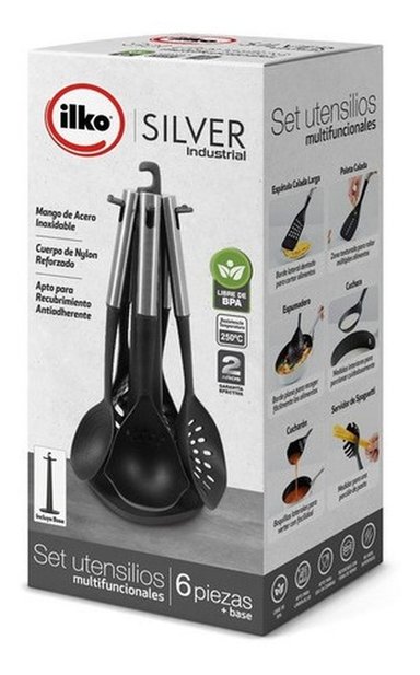 SET 6 UTENSILIOS CON BASE SILVER INDUSTRIAL ILKO | Plateado - 2