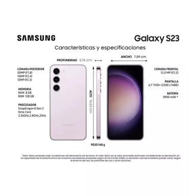 SAMSUNG GALAXY S23 128GB LAVENDER LIBERADO - 6