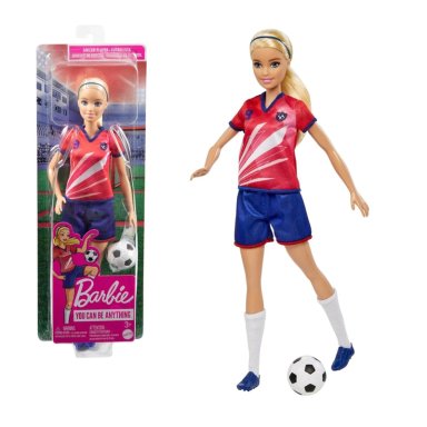 BARBIE PROFESIONES JUGADORA DE FUTBOL CAMISETA ROJA MATTEL - 1