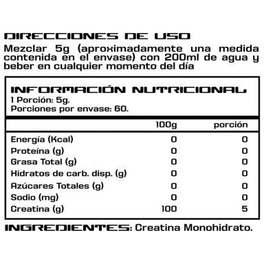 CREATINA PEGA LOCO MONOHIDRATO SIN SABOR 60SV POLVO 300 GR - 3
