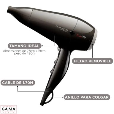 SECADOR DE PELO GAMA DIAMOND ST BK 220 ION 2300 WATTS | Negro - 5