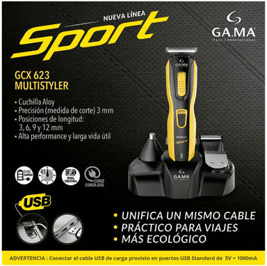 CORTAPELO MULTISTYLER GAMA GCX 623 SPORT USB INALÁMBRICO - 6