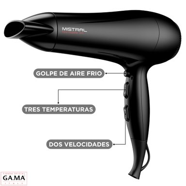 SECADOR DE PELO GAMA MISTRAL TOURMALINE ION 2200 WATTS - 4