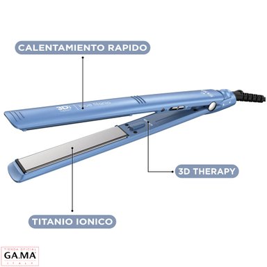 PLANCHA ALISADORA GAMA ELEGANCE BLUE TITANIO 3D ULTRA ION - 3