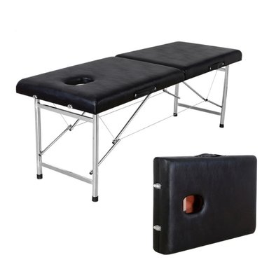 CAMILLA PARA MASAJES DE 2 CUERPOS PORTATIL NEGRA - 1