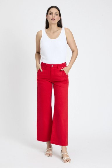 JEAN ALGODÓN MUJER ASH ROJO LISO - 1
