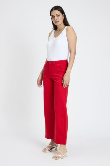 JEAN ALGODÓN MUJER ASH ROJO LISO - 6