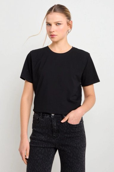 POLERA MANGA CORTA NEGRO MUJER ASH - 1