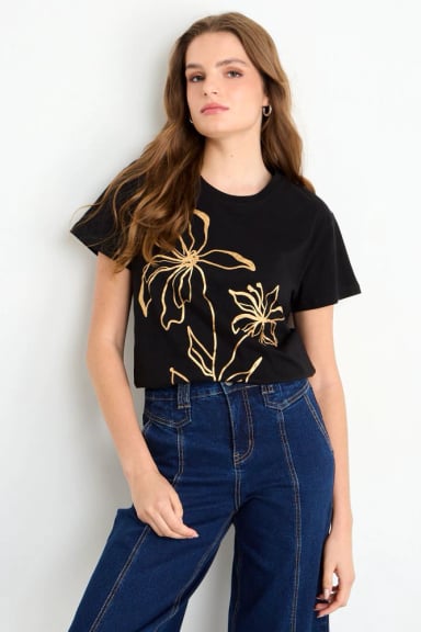 POLERA MANGA CORTA NEGRO MUJER IO - 1