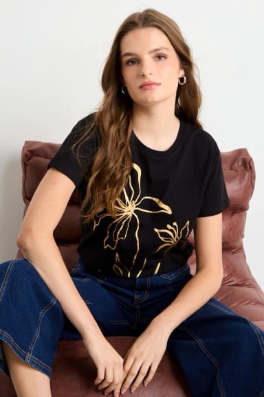 POLERA MANGA CORTA NEGRO MUJER IO - 3
